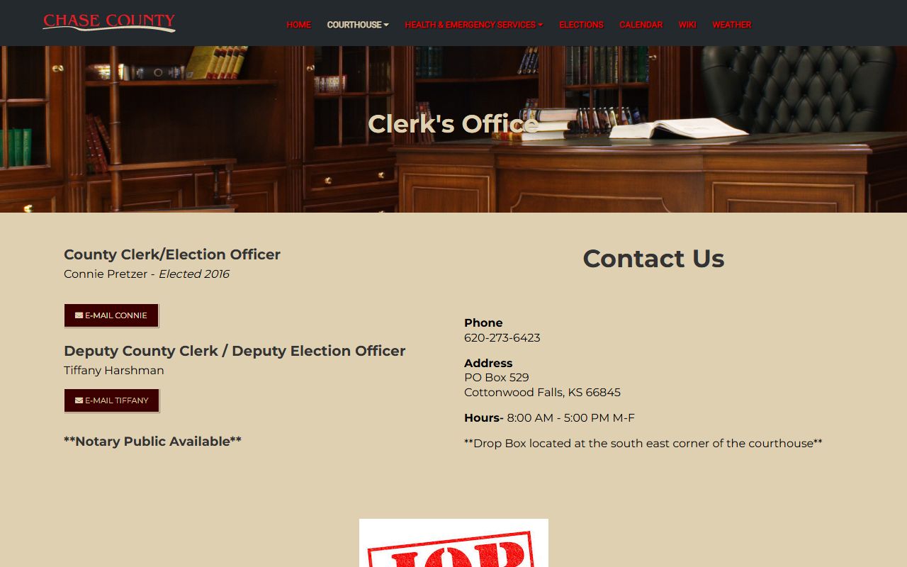 Chase County Clerk of the District Court county clerk KORA distinction