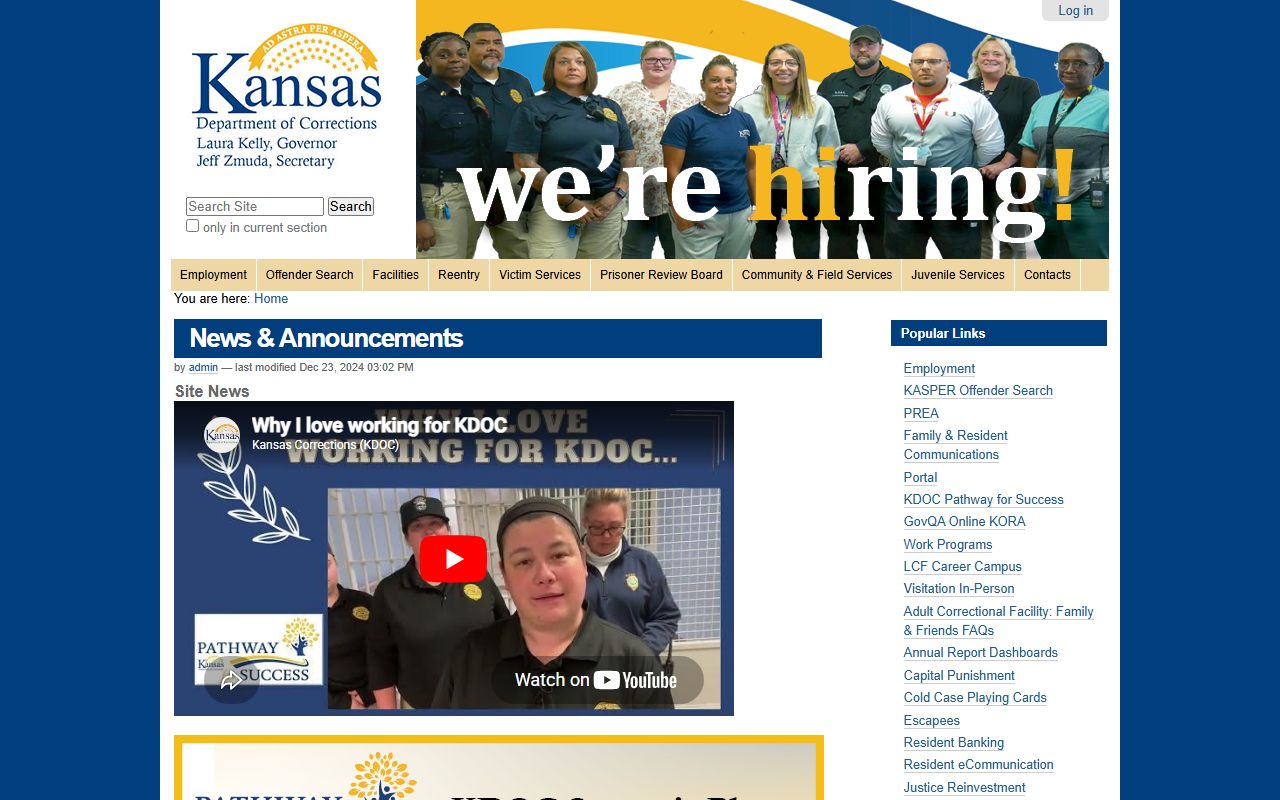 Chase County criminal court records KDOC homepage