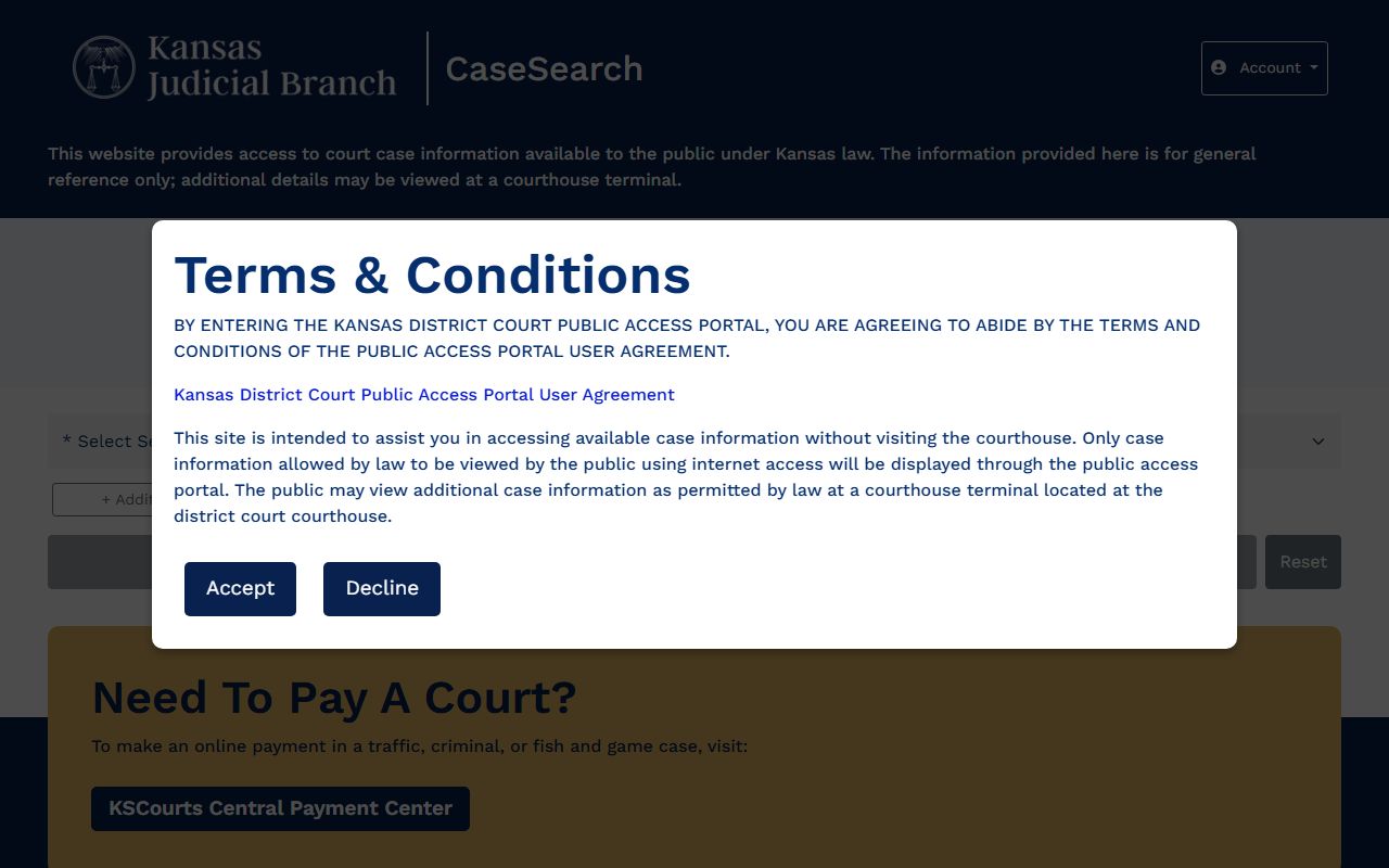 Chase County court records Kansas CaseSearch portal