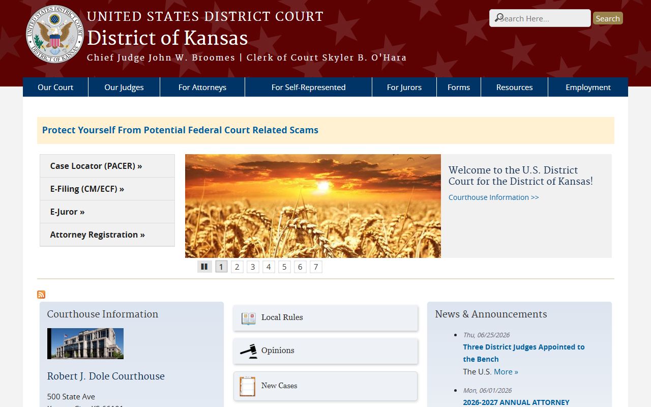 Chase County inmate records federal District of Kansas court source