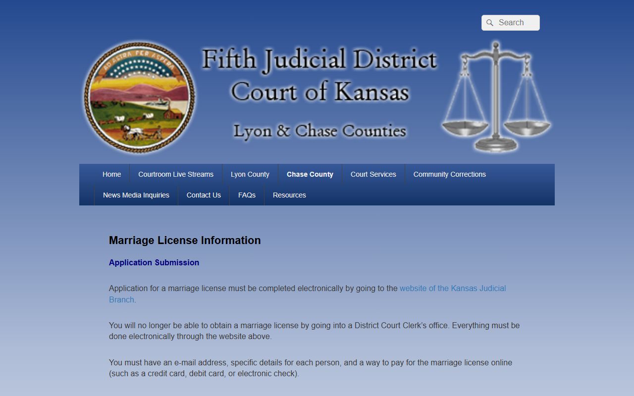 Chase County marriage records electronic marriage license instructions