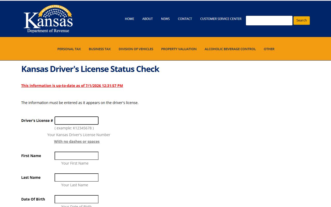 Chase County traffic court records KDOR license status check source